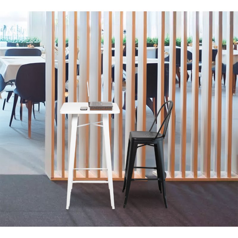 PAPERFLOW table haute URBAN outdoor, 600×600 mm, blanc, acier galvanisé